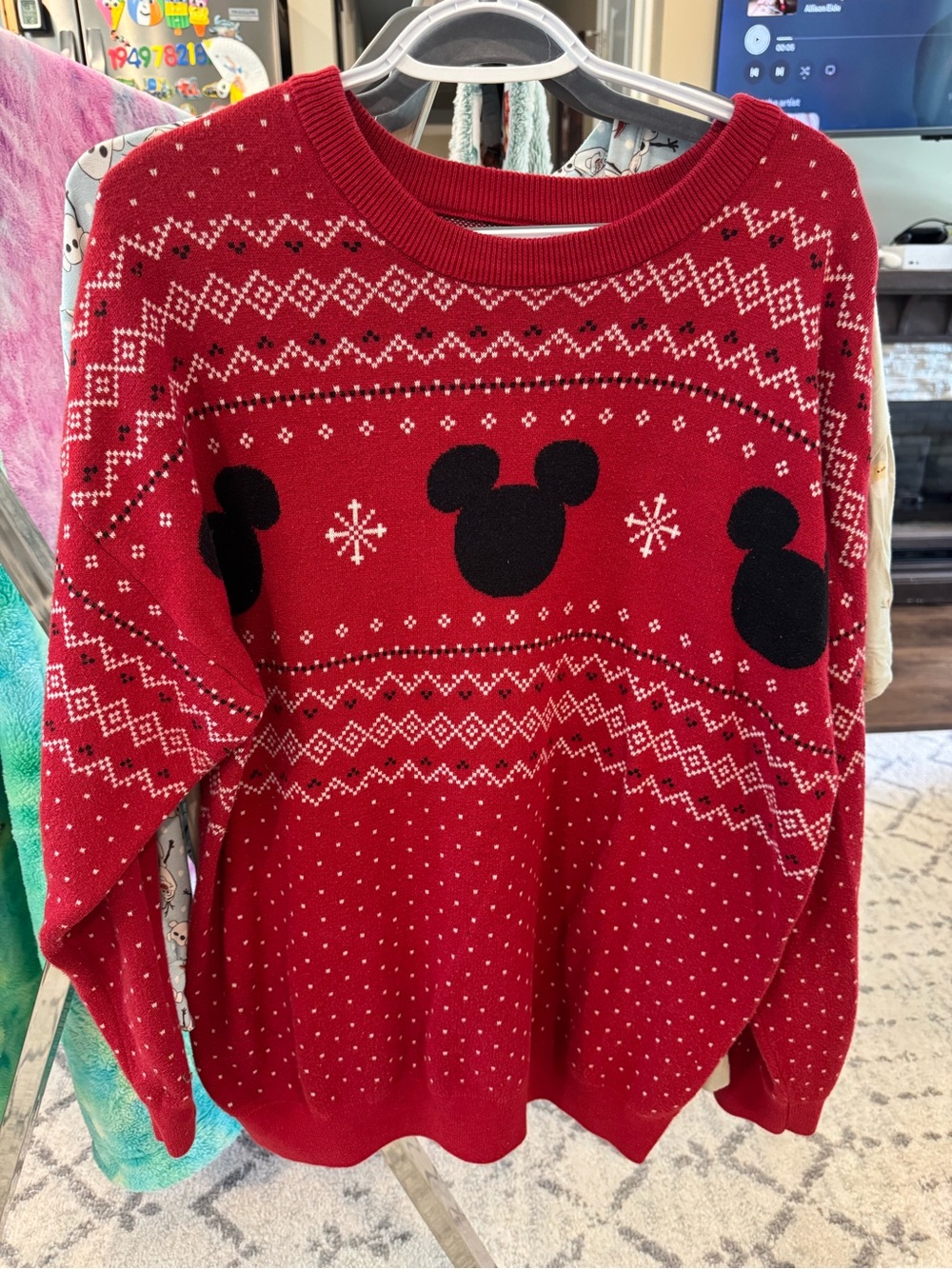 Little Sleepies Red Holiday Mickey Knit Sweater - unisex